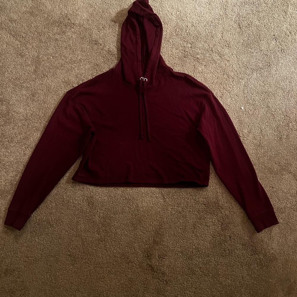H&M Deep Red Cropped Hoodie